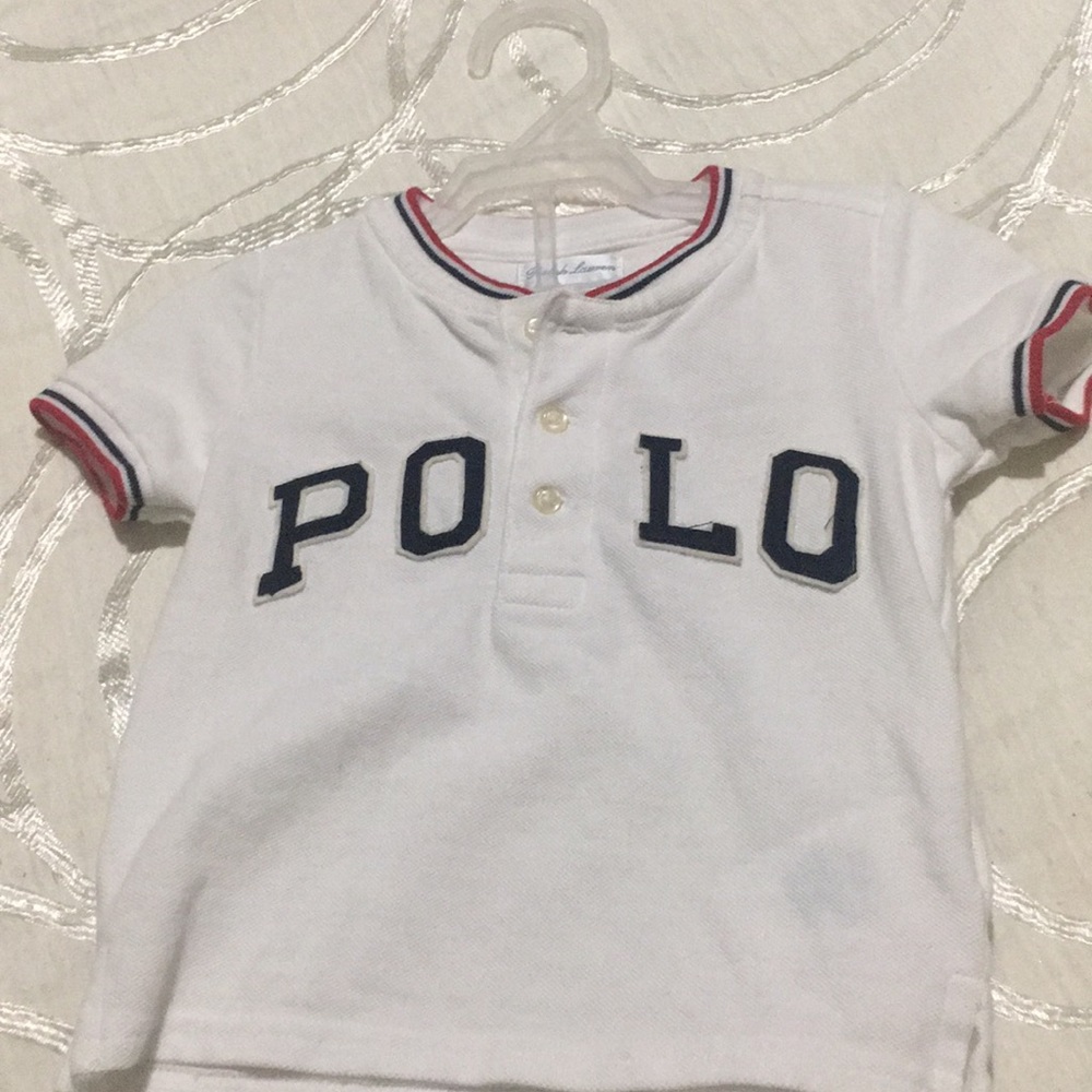 Polo baseball jersey style shirt.
